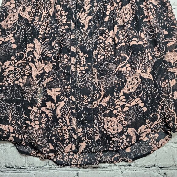 Ann Taylor Petite Black Blush Sheer Peasant Eyelet Accent Blouse Size SP - Picture 3 of 11